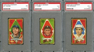 T205 Gold Border Lot of 82 Cards (18 PSA Graded) with 10 Hall of Famers including Cobb and Mathewson! 